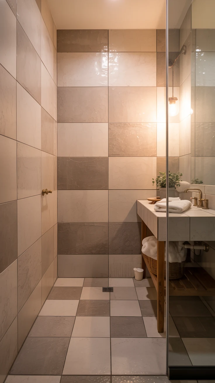 Luxury bathroom design with modern cozy spa-style interior