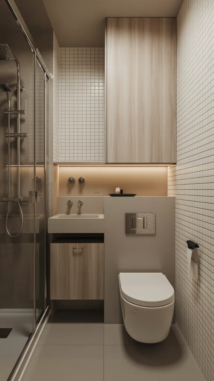 Luxury bathroom design with modern cozy spa-style interior