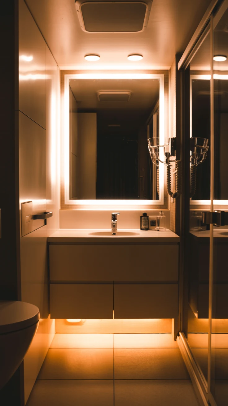 Luxury bathroom design with modern cozy spa-style interior
