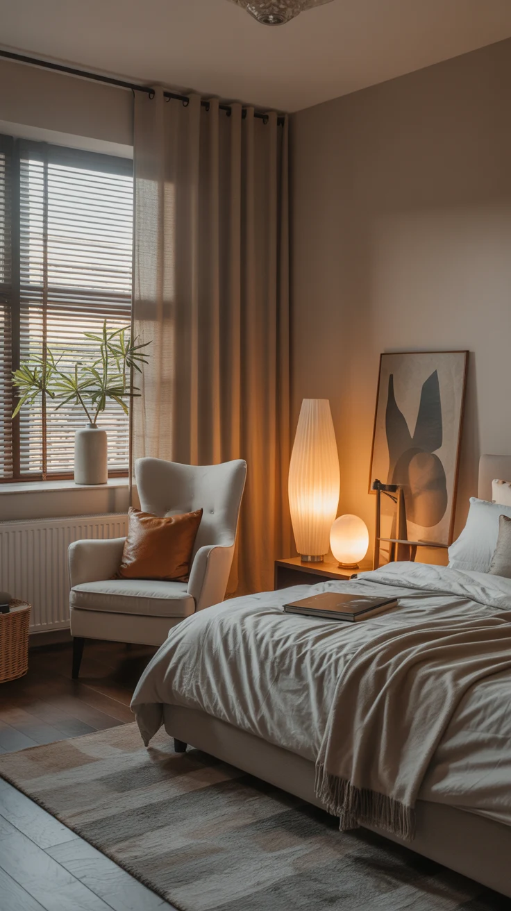 cozy contemporary bedroom with modern decor