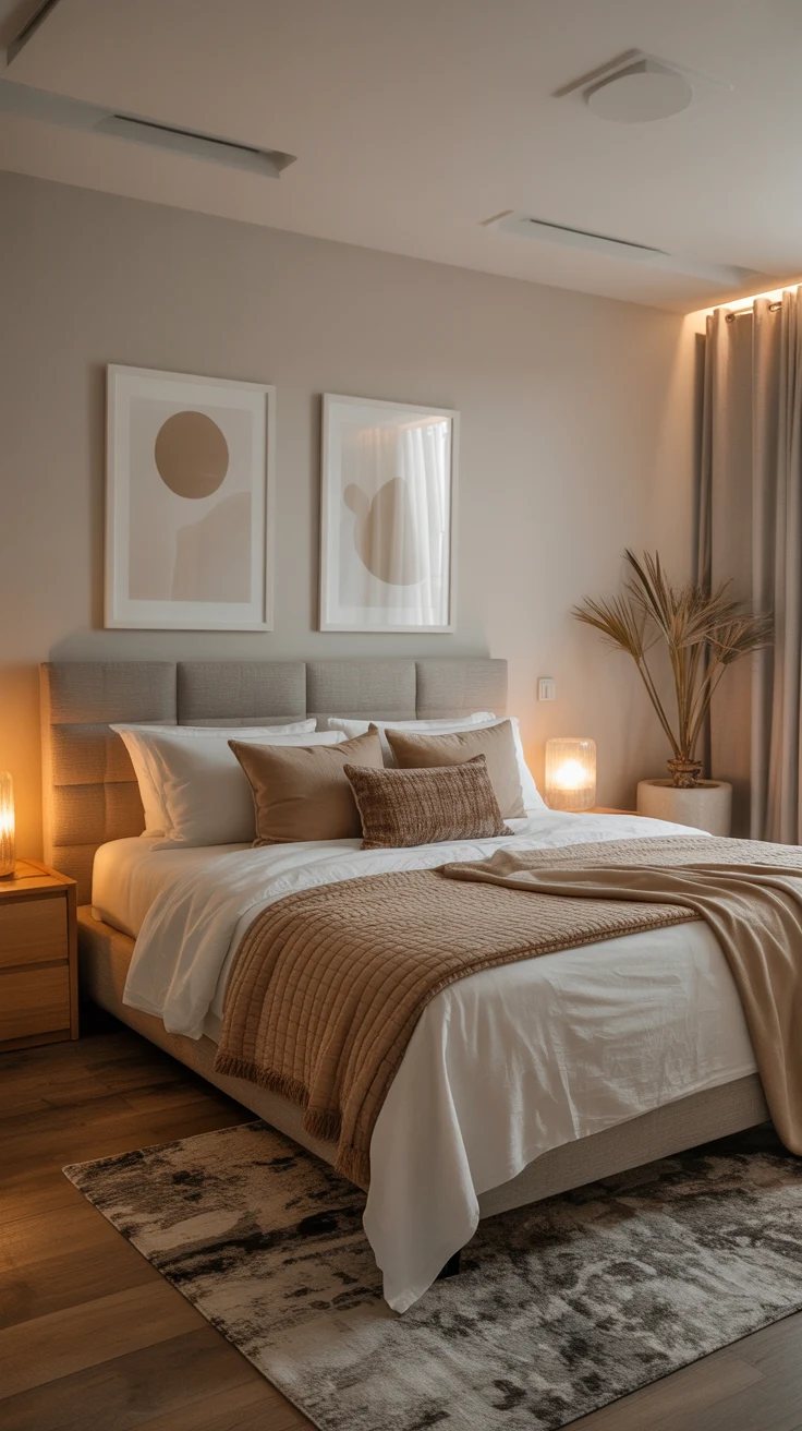 cozy contemporary bedroom with modern decor