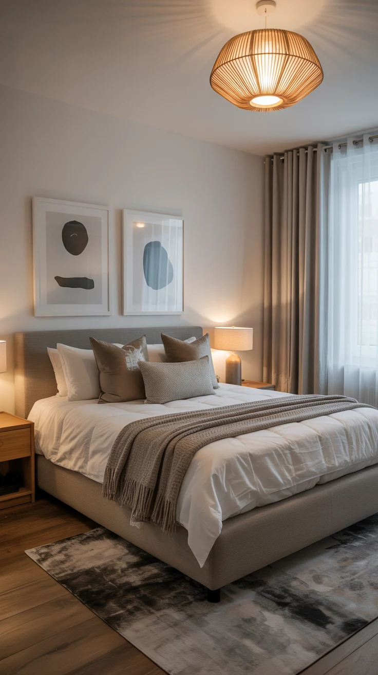 cozy contemporary bedroom with modern decor