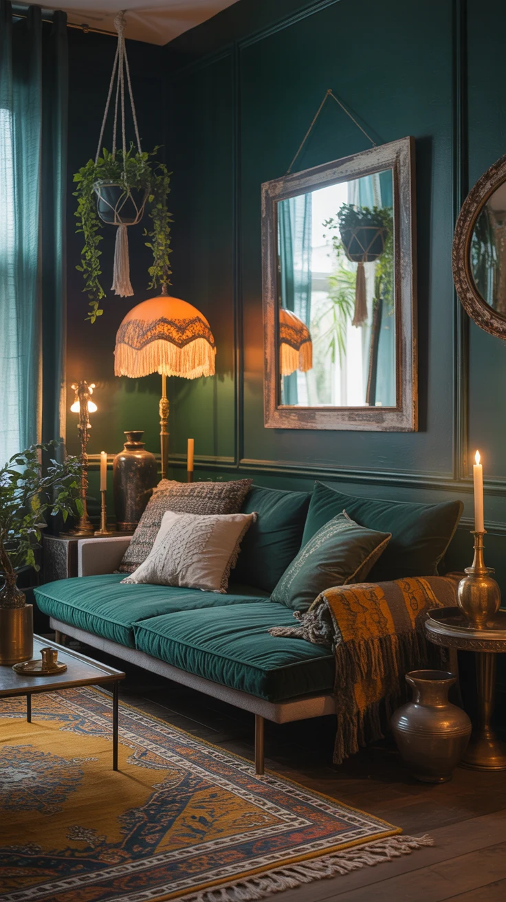 dark boho living room ideas