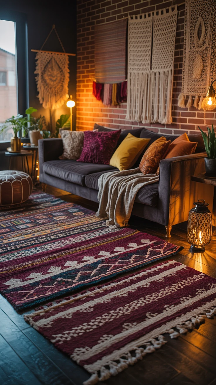 dark boho living room ideas