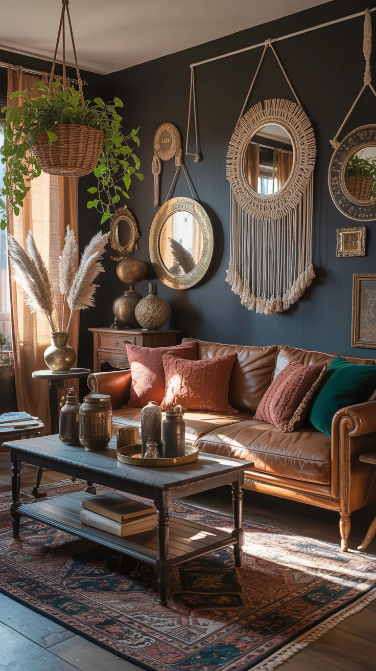 dark boho living room ideas