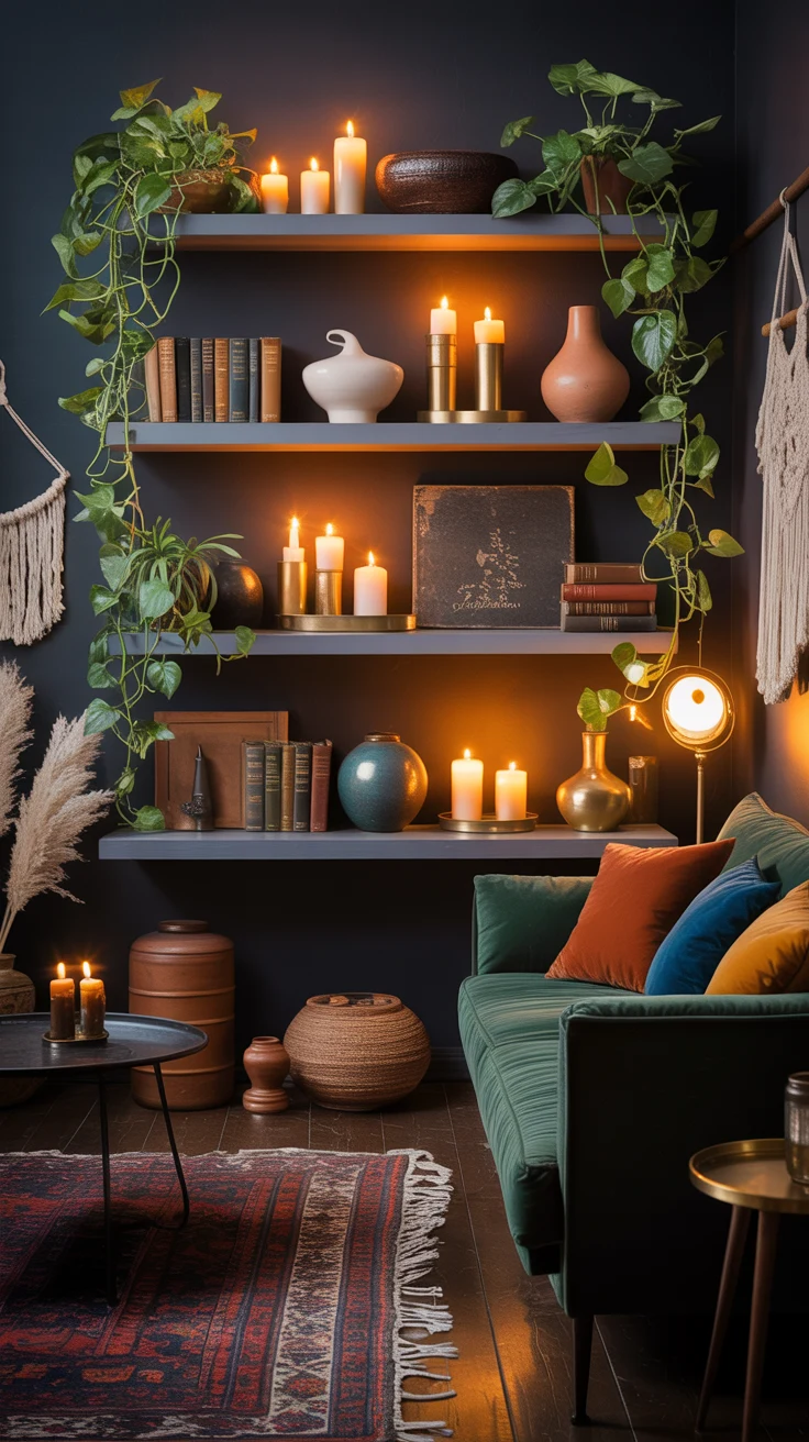 dark boho living room ideas