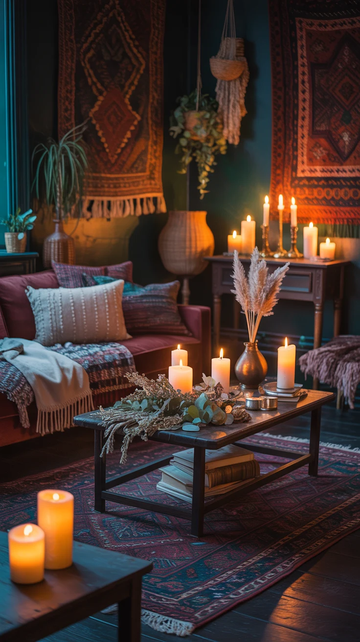 dark boho living room ideas