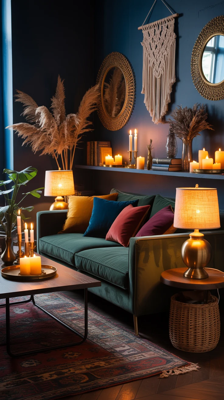 dark boho living room ideas