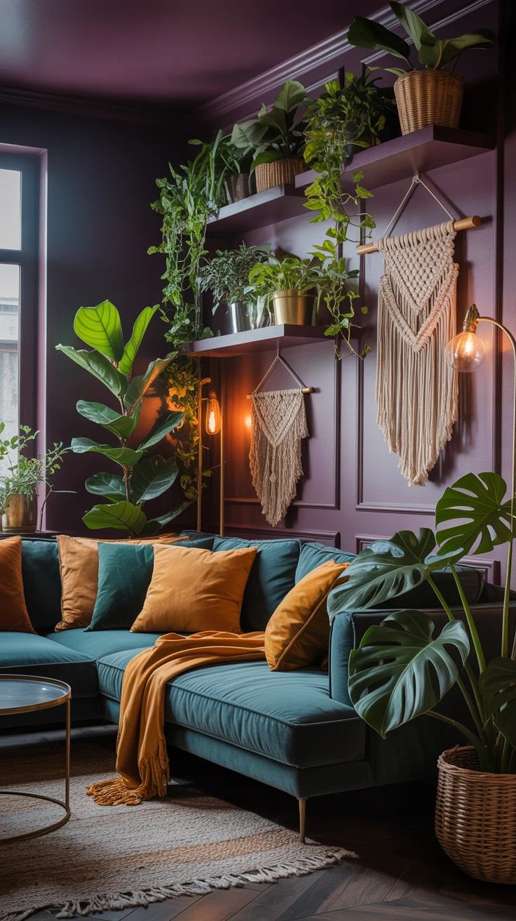 dark boho living room ideas