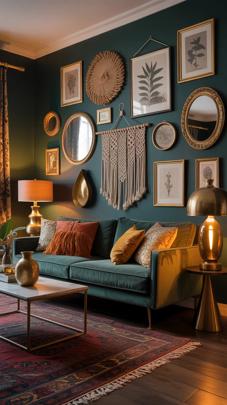 dark boho living room ideas