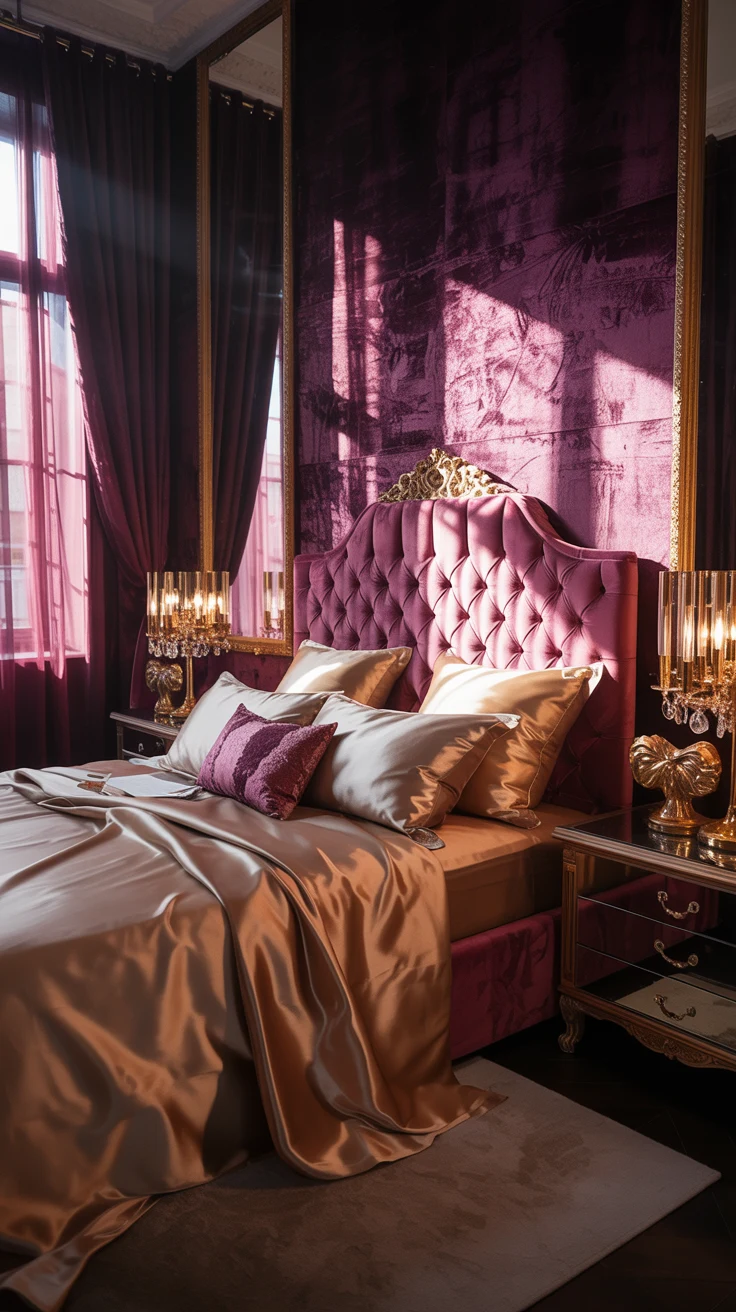 dark feminine bedroom with moody decor