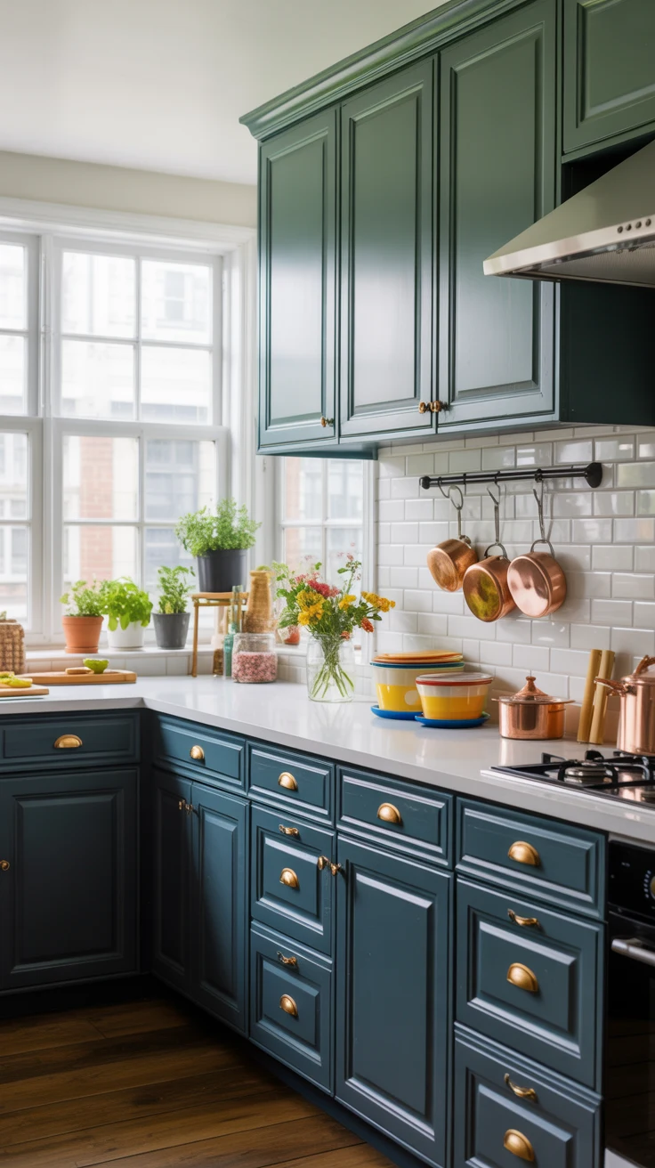 dark kitchen with dramatic cozy luxury styling