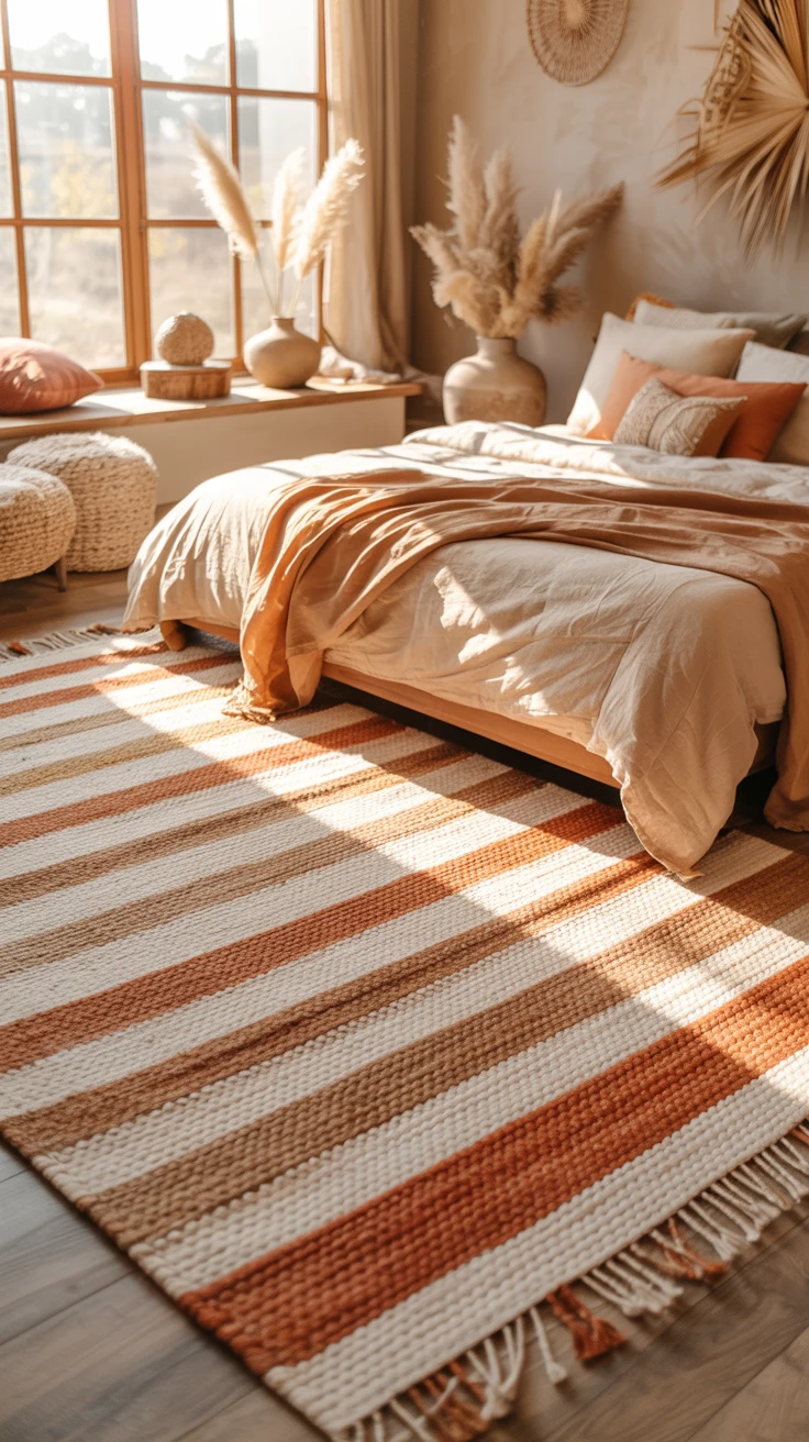 earthy bedroom with warm natural cozy styling 
