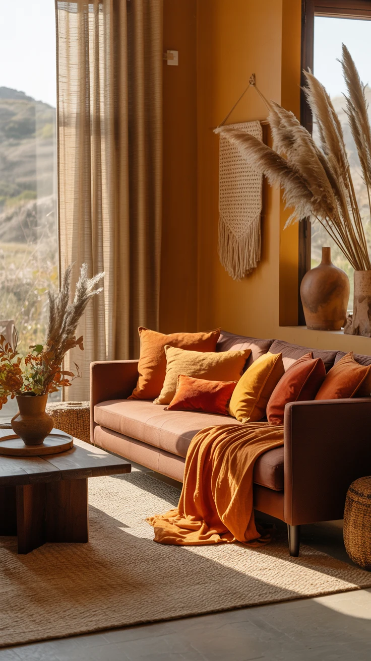 earthy living room with cozy natural designs