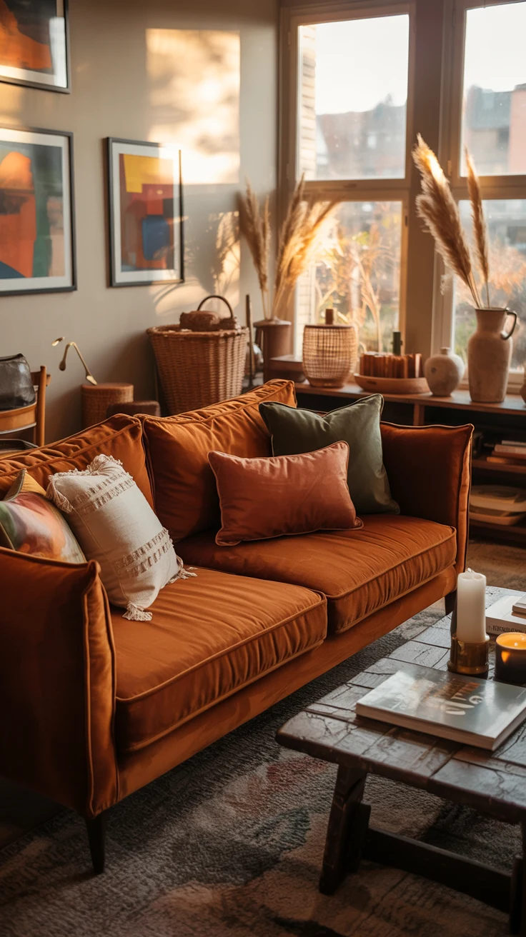earthy living room with cozy natural designs