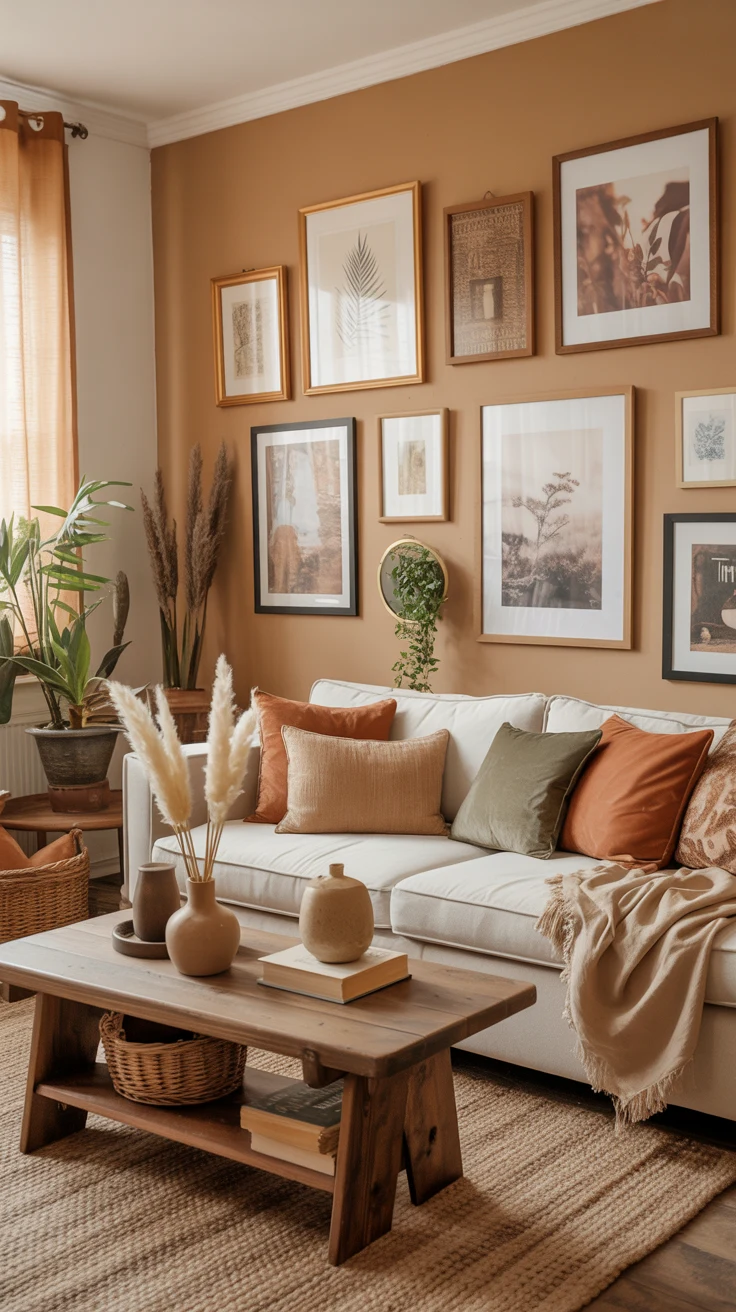 earthy living room with cozy natural designs