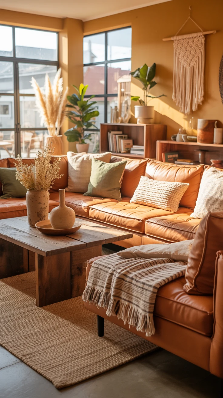 earthy living room with cozy natural designs