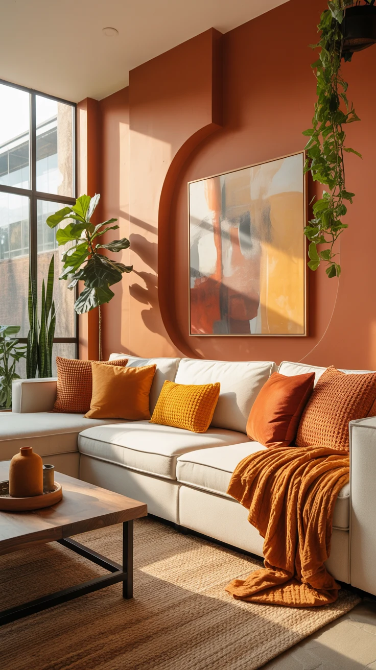 earthy living room with cozy natural designs