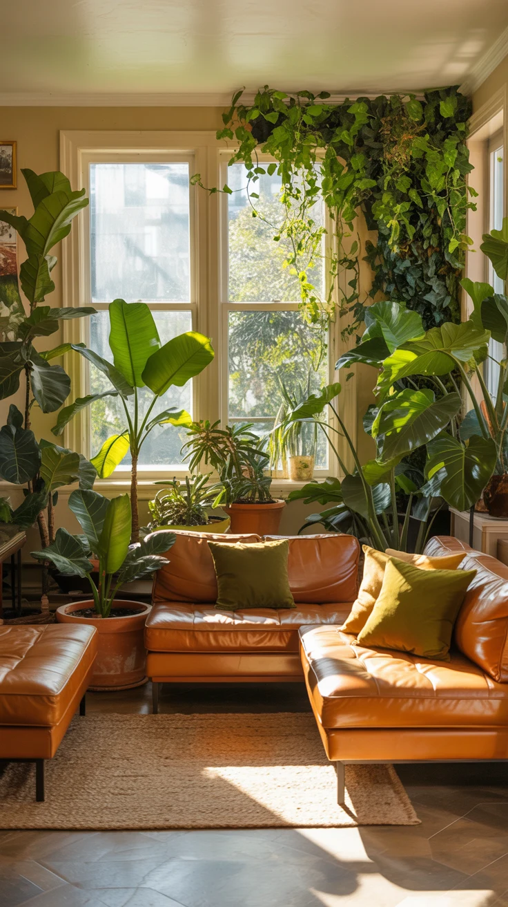 earthy living room with cozy natural designs