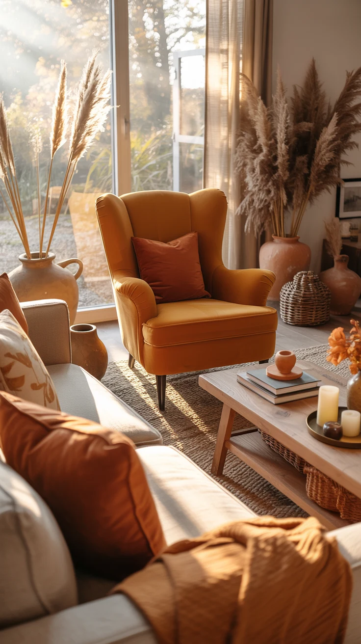 earthy living room with cozy natural designs
