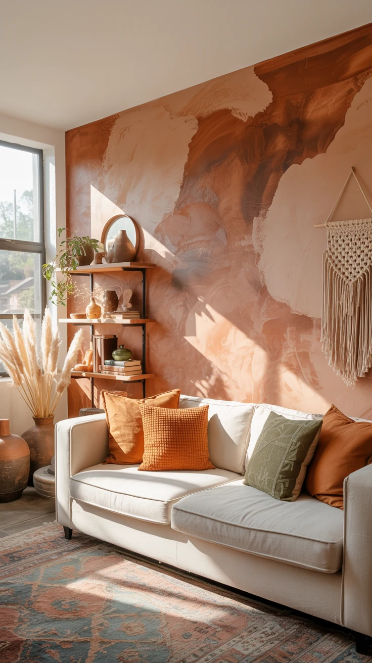 earthy living room with cozy natural designs