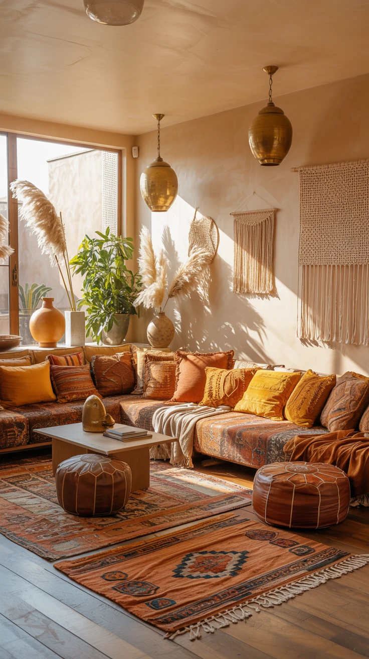 earthy living room with cozy natural designs