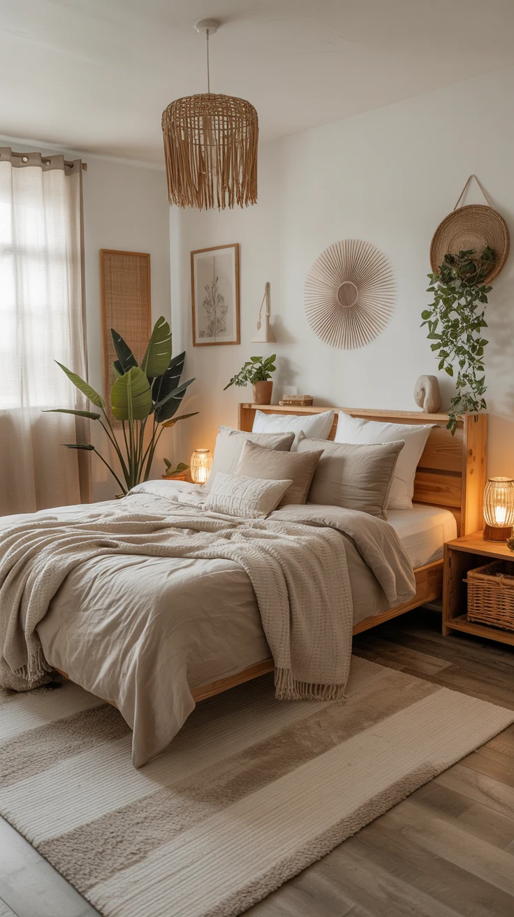 cozy farmhouse bedroom with rustic decor