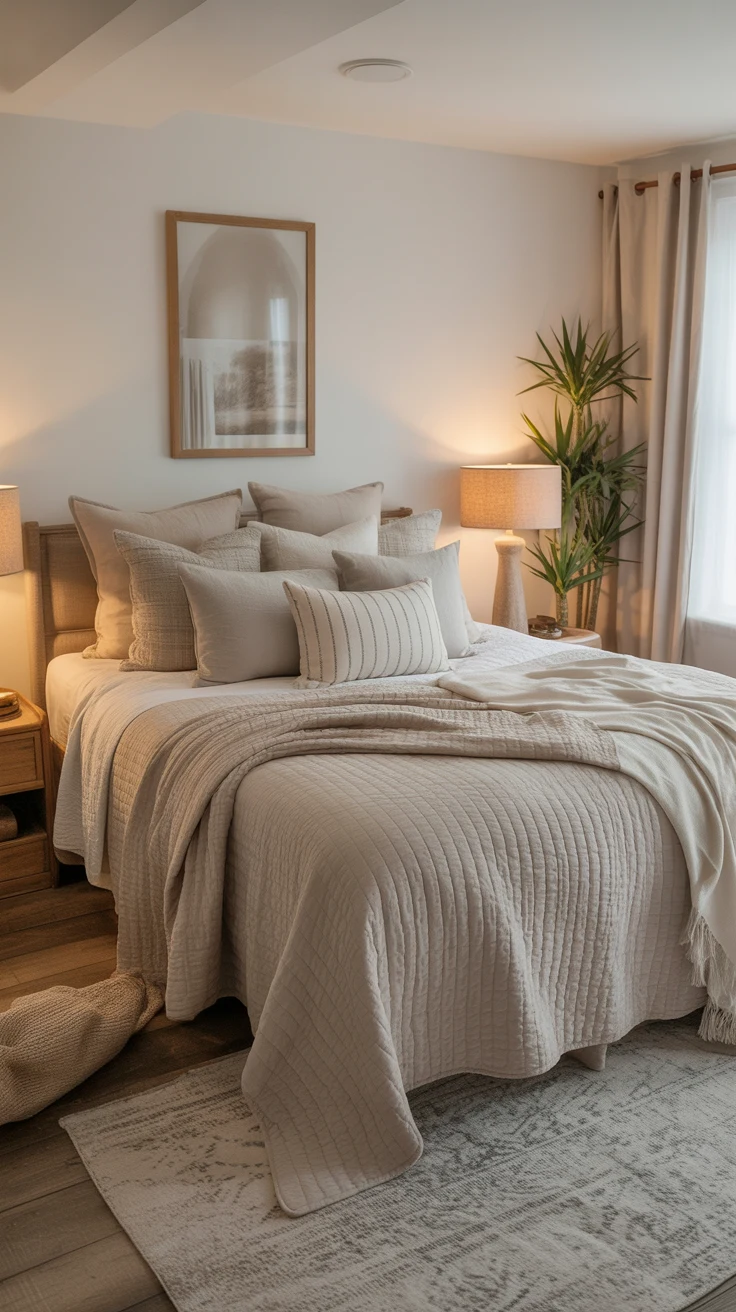 cozy farmhouse bedroom with rustic decor