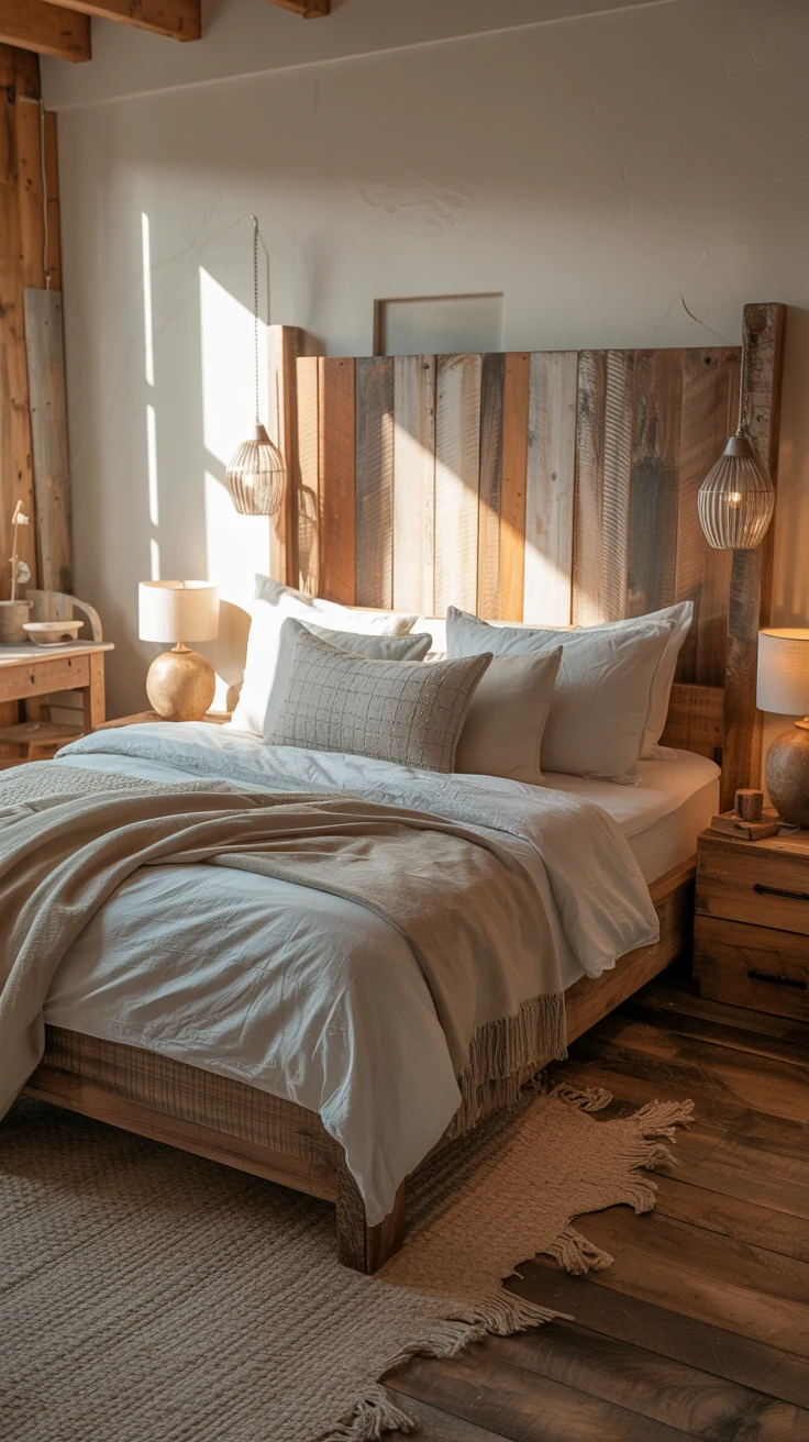 cozy farmhouse bedroom with rustic decor