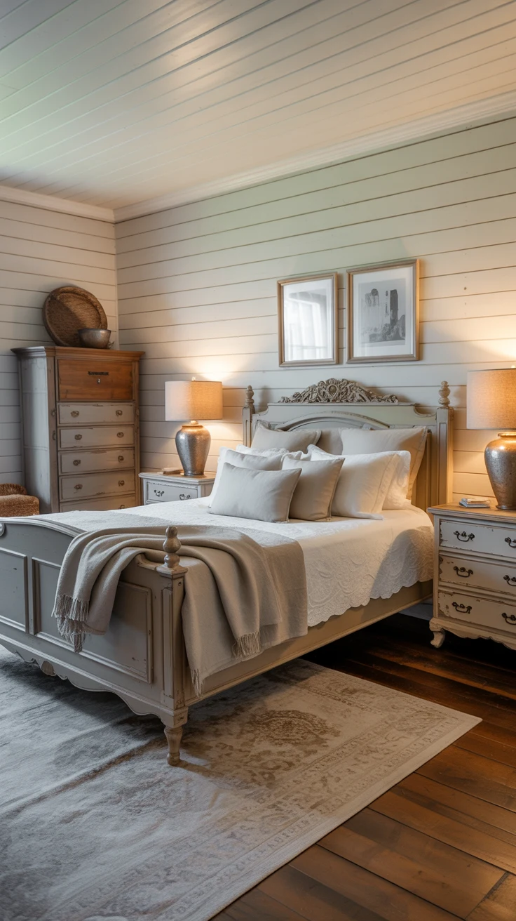 cozy farmhouse bedroom with rustic decor