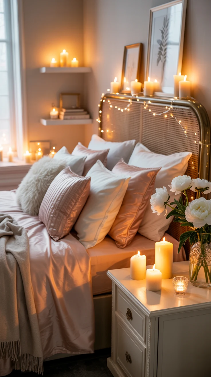feminine bedroom with cozy textures
