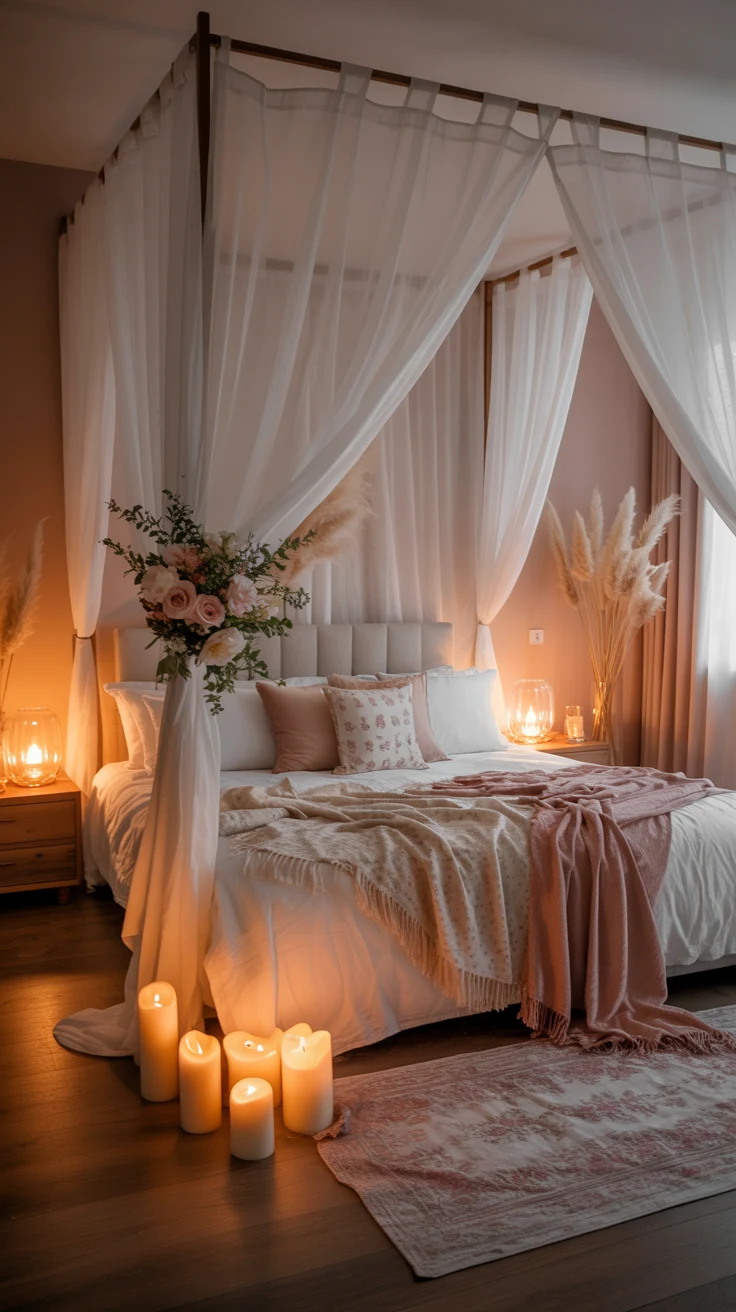 feminine bedroom with cozy textures