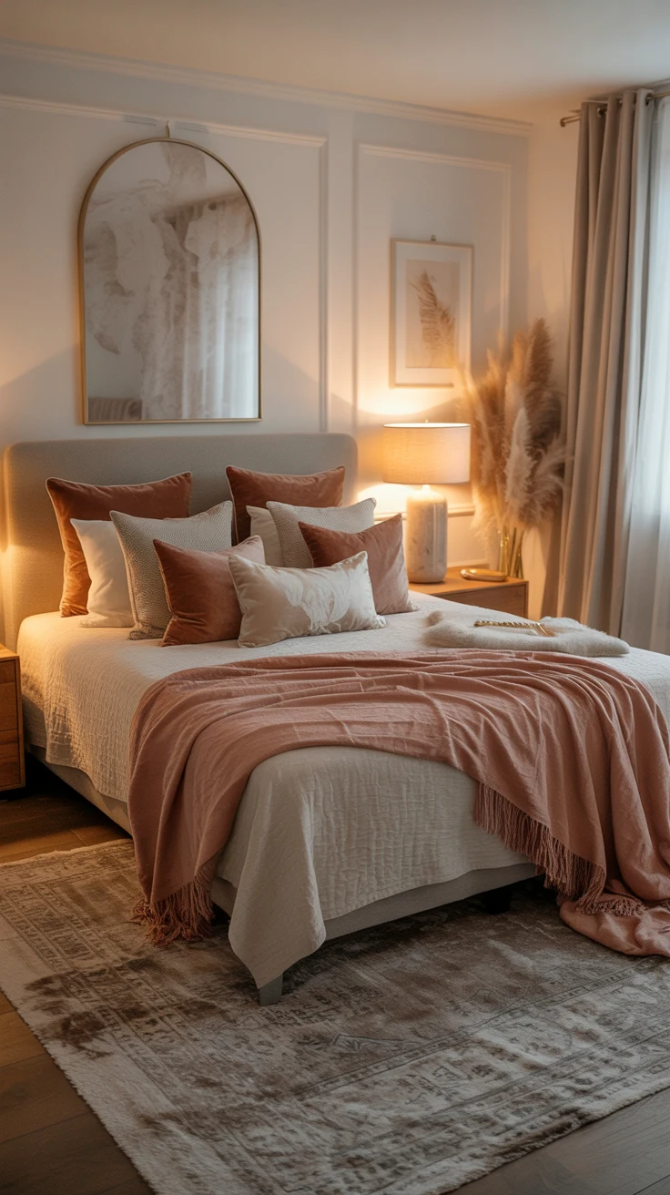 feminine bedroom with cozy textures