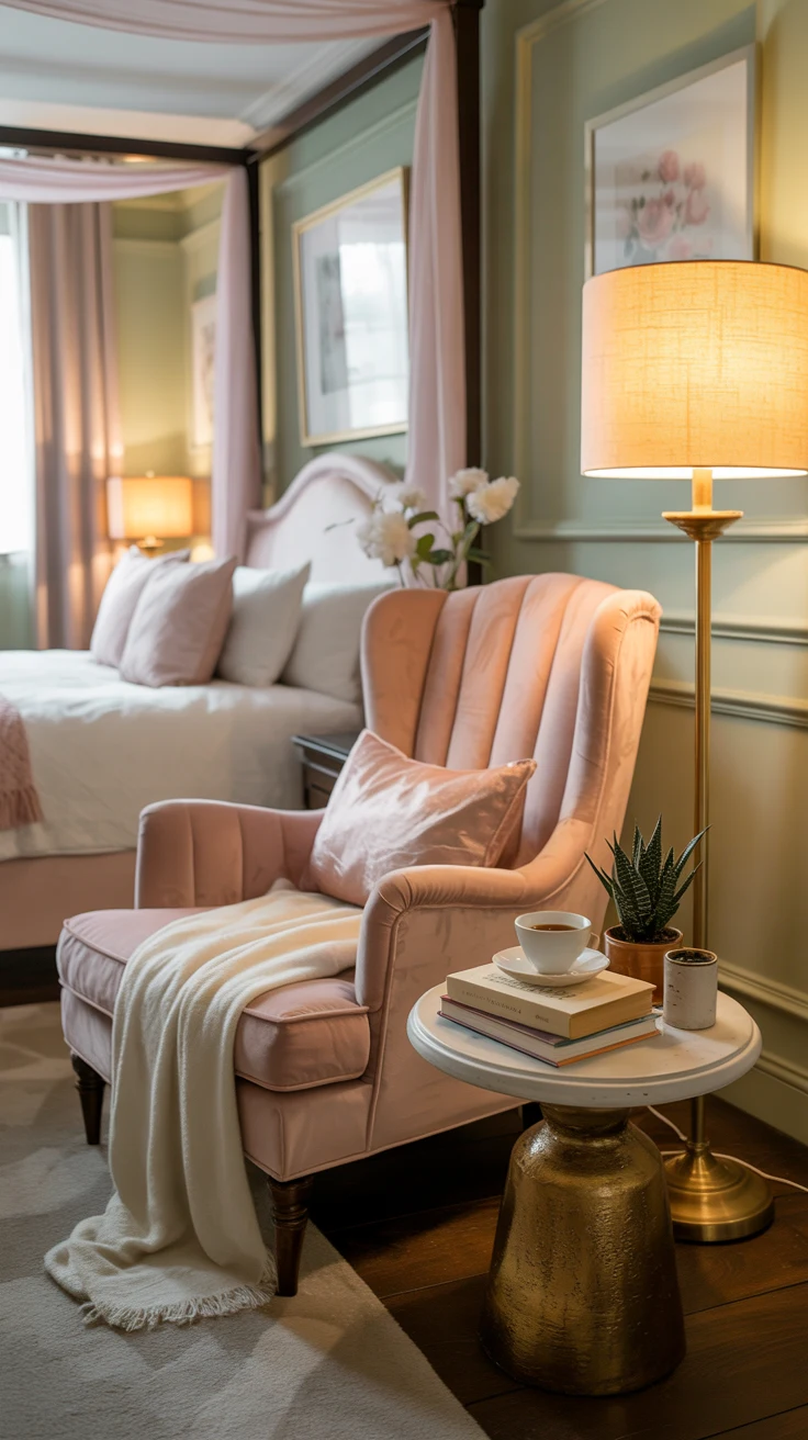 feminine bedroom with cozy textures