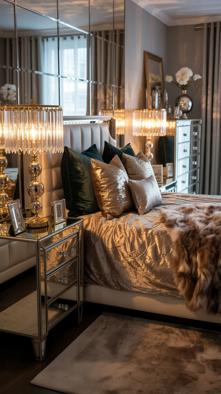 glam bedroom with luxurious decor