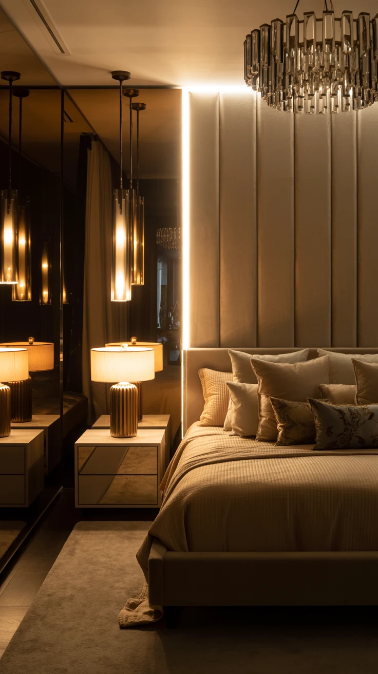 glam bedroom with luxurious decor