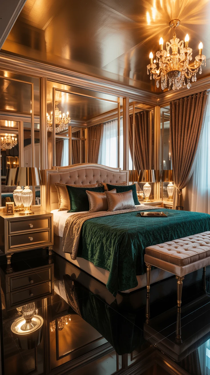 glam bedroom with luxurious decor