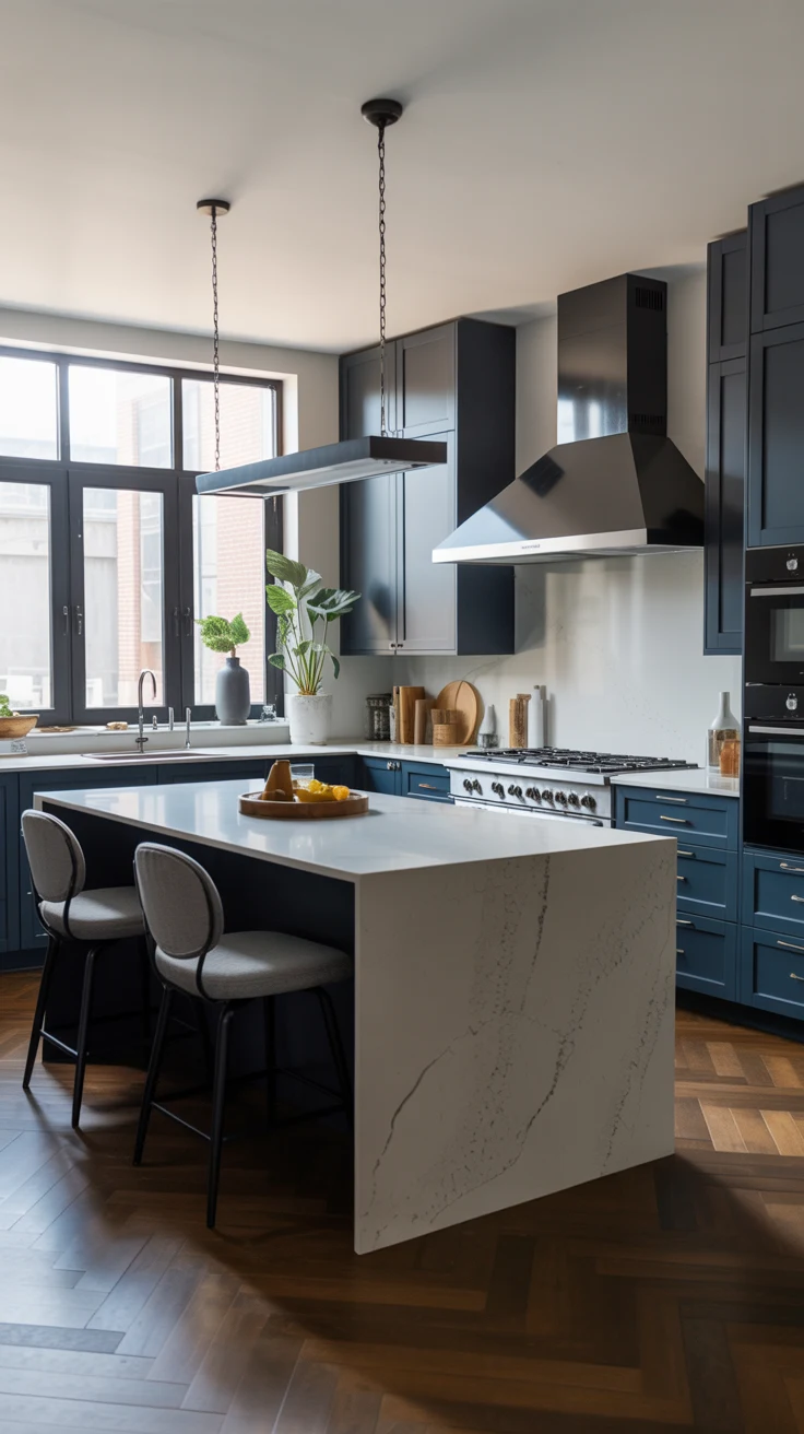 moody modern dark kitchen with matte black details