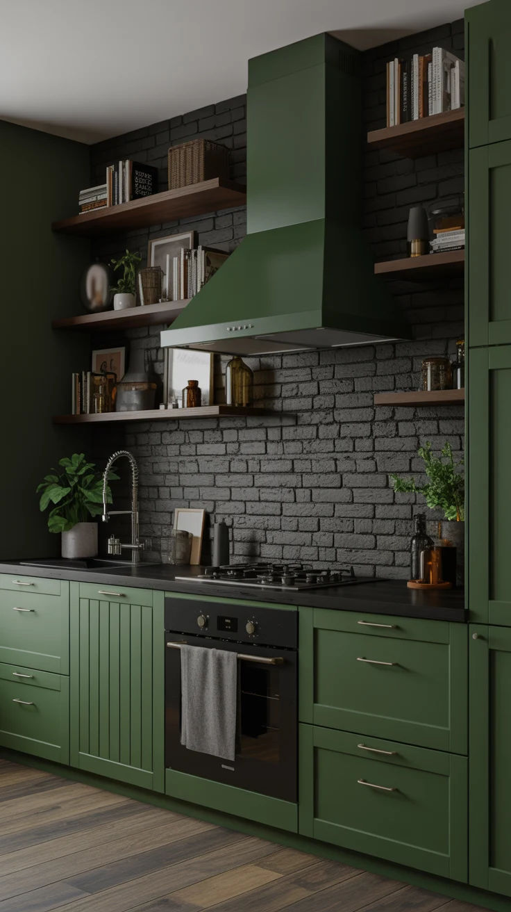 moody modern dark kitchen with matte black details