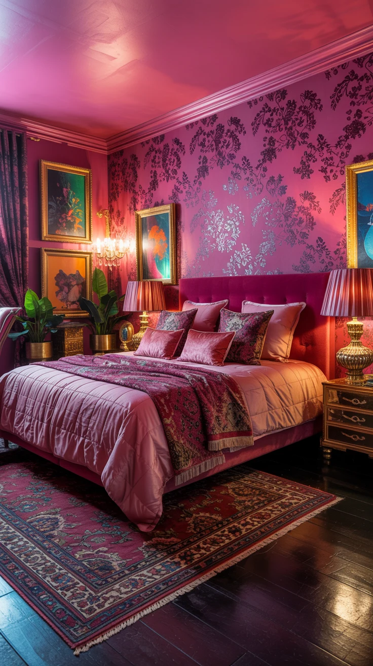 pink aesthetic bedroom with cozy decor