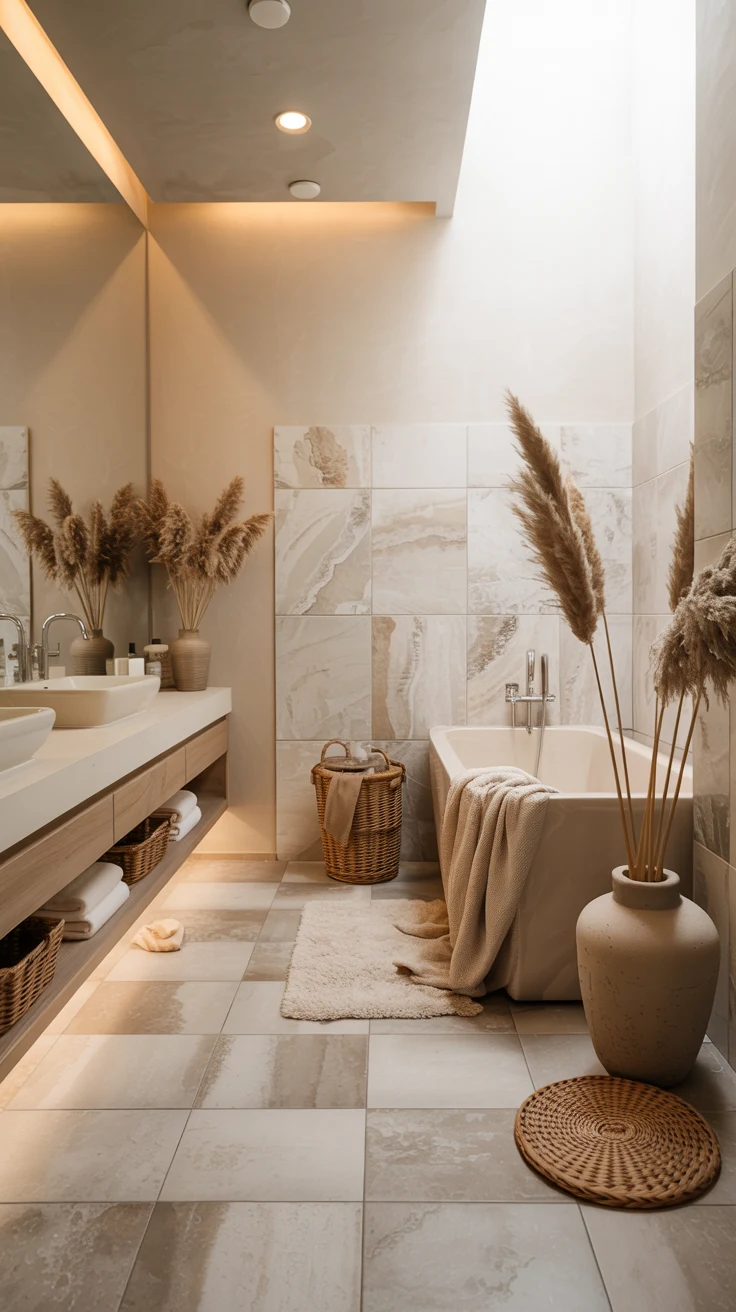 spa bathroom with luxurious natural textures 