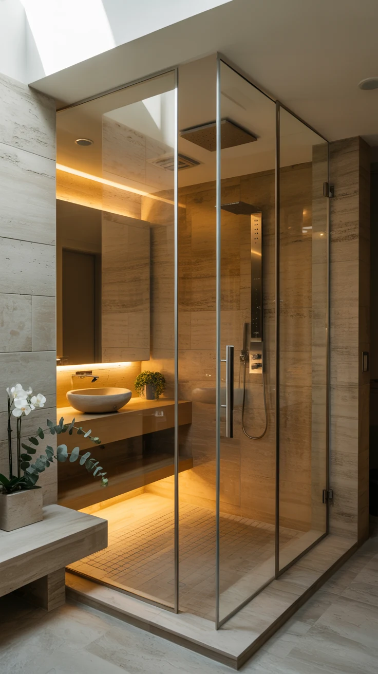 spa bathroom with luxurious natural textures 