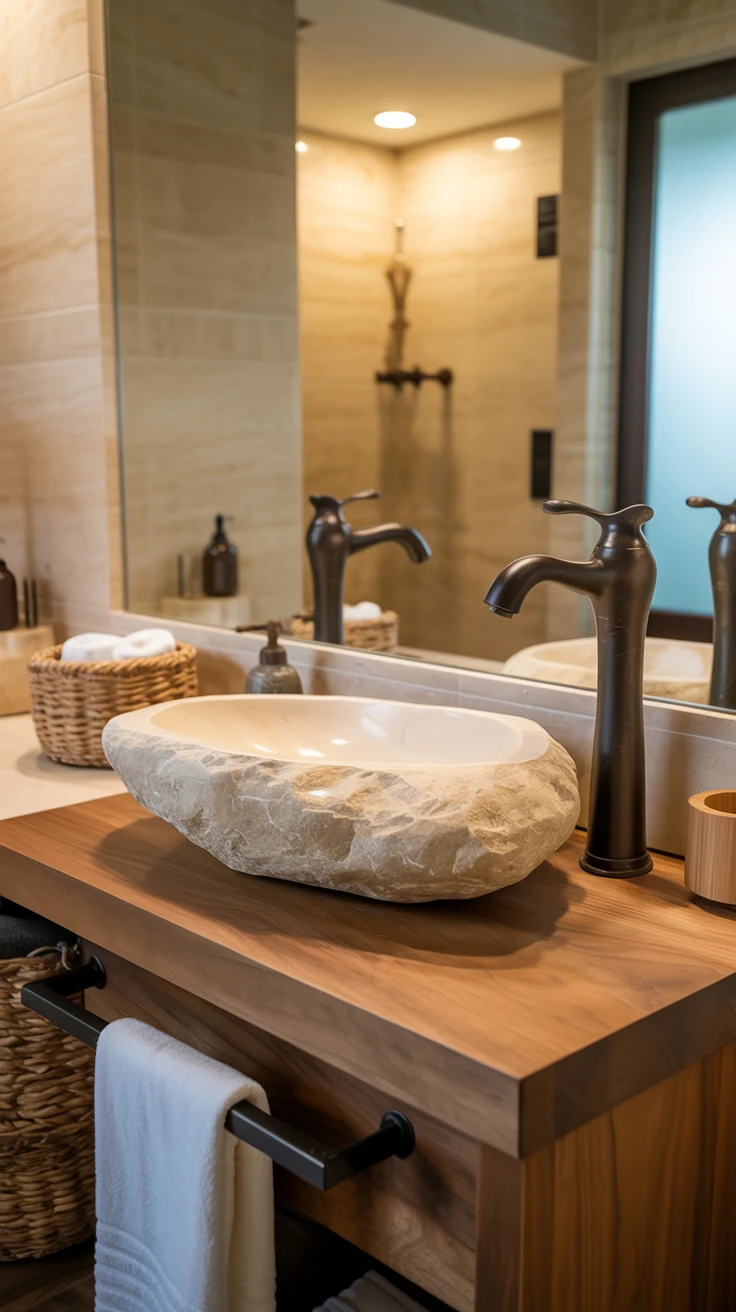spa bathroom with luxurious natural textures 