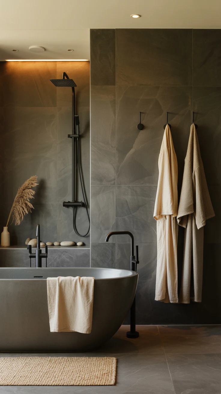 spa bathroom with luxurious natural textures 