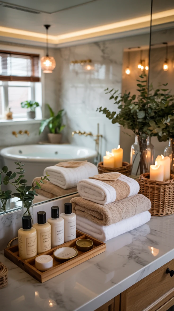 spa bathroom with luxurious natural textures 