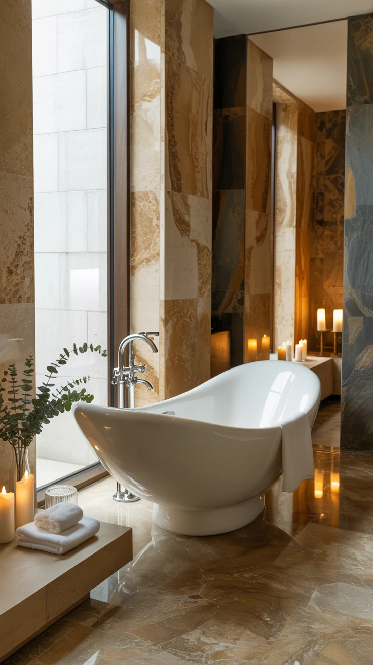 spa bathroom with luxurious natural textures 