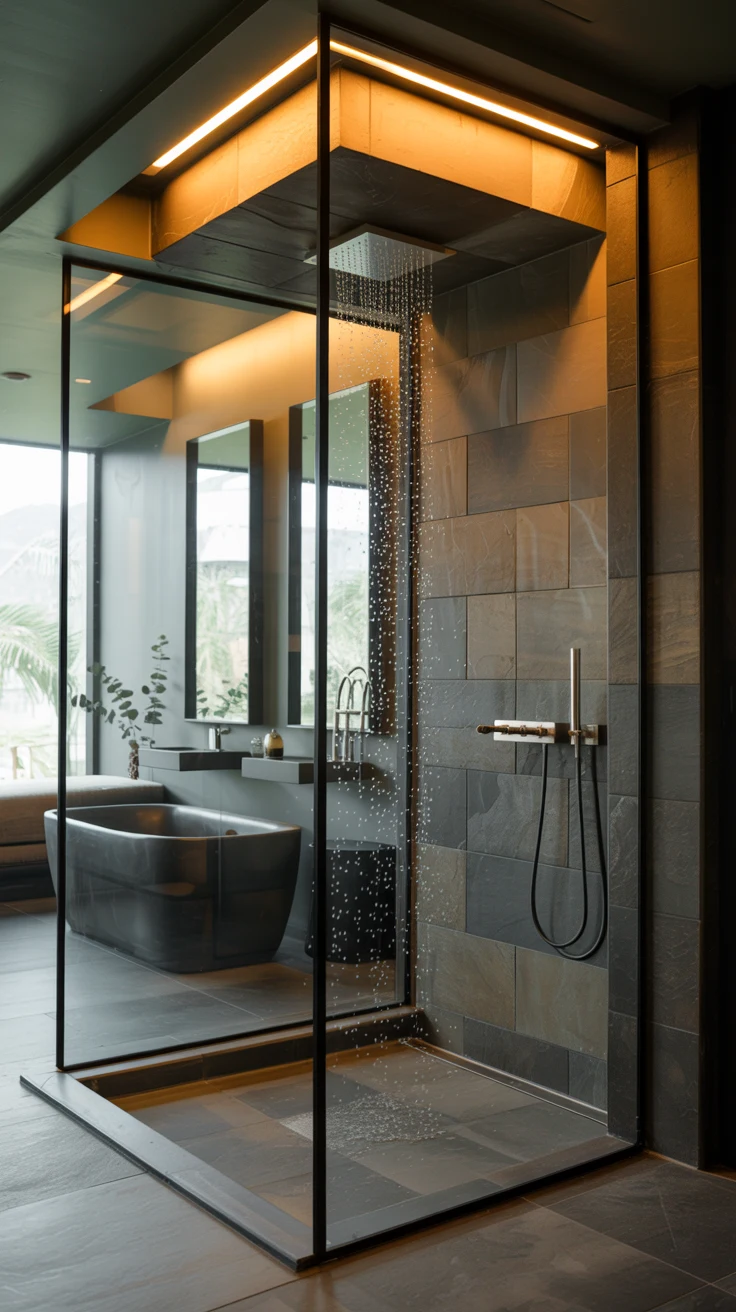 spa bathroom with luxurious natural textures 