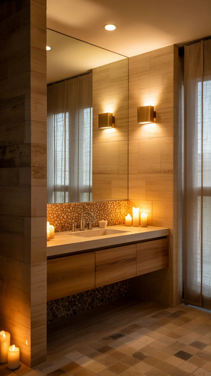 spa bathroom with luxurious natural textures 