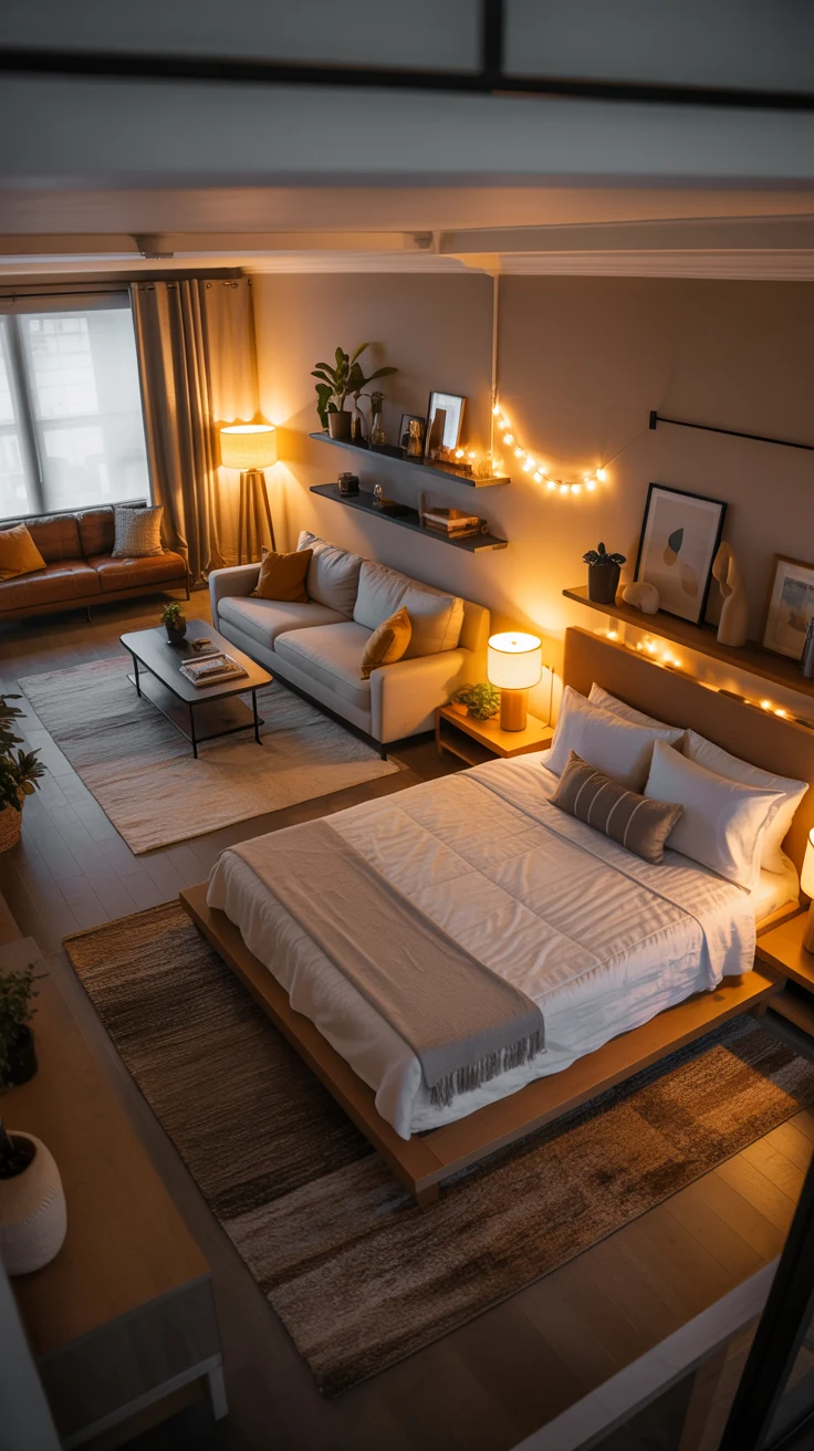 stylish studio apartment with cozy smart-space design