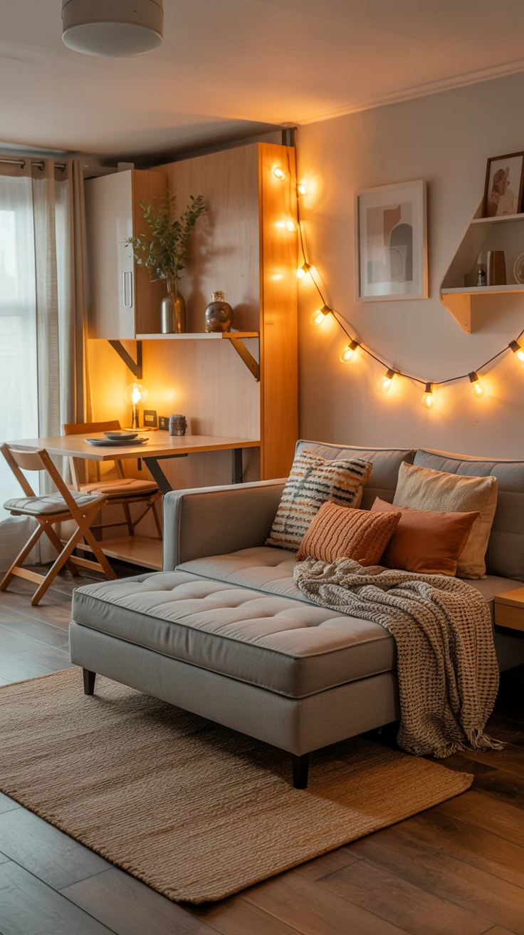 stylish studio apartment with cozy smart-space design
